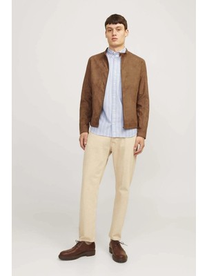Jack & Jones Erkek Sentetik Süet Ceket Kahverengi (Cognac) (12261197)