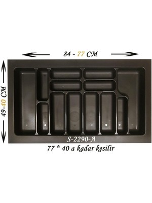 Özbience Antibakteriyel Plastik Kaşıklık, Çekmece Içi, Antrasit, 84-77X49-40 cm