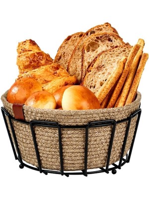 Özbience Siyah Çok Amaçlı Oval Köşeli Makrome Ekmeklik, Şık ve Işlevsel Tasarım