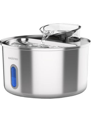 Haustier WF009L-W Pencereli Otomatik Kedi Su Sebili, Kedi Su Çeşmesi, Su Pınarı 3.5lt Geniş Hazne, SUS304 Çelik, Ultra Sessiz, Çok Katmanlı Filtrasyon, Metal Tasarım