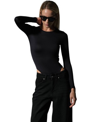 Domoda Örme Soft Premium Touch Bisiklet Yaka Uzun Kol Çıtçıtlı Bluz Body @baltimore