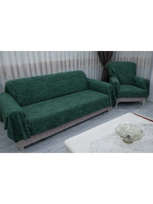 Mandaş Tekstil Mandaş Şönil Dokuma Koltuk Örtüsü Maxi Takım 3+3+1+1 K Yeşil