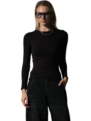 Domoda Örme Soft Touch Premium Bisiklet Yaka Uzun Kol Bluz @sorbe