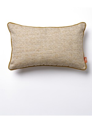 The Kun Zigzag Desenli Biyeli Kırlent Kılıfı Sarı-Ekru