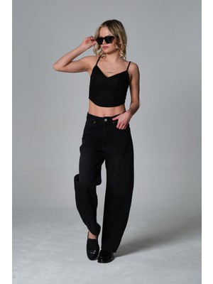 Domoda Yüksek Bel Barrel Denim %100 Pamuk  Kadın Kot  Baggy Jean Pantolon @barrella