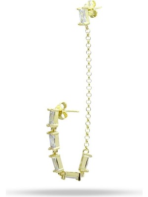 Shemora 925 Ayar Gümüş Baget Taşlı Küpe