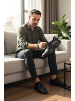 Enoch Hakiki Deri Kahverengi Dokulu Yüzey Sportif Erkek Günlük Ayakkabı