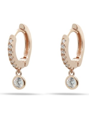 Shemora 925 Ayar Gümüş Yuvarlak Taşlı Halka Küpe