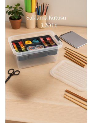 Depa 3,20 L Şeffaf Saklama Kutusu & Organizer Düzenleme Kutusu