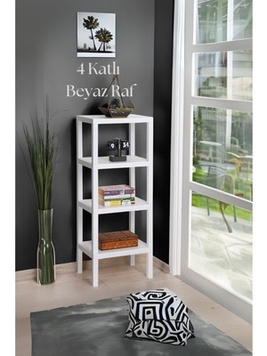 Depa 4 Katlı Beyaz Raf Kitaplık & Banyo Düzenleyicisi 100 CM-BRNS0047