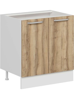 Alvinka Mutfak Modül Duz Alt 2K1R 80CM Dolap Beyaz Dore Mdf