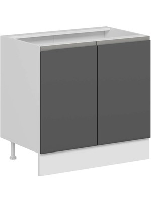 Alvinka Mutfak Modül Hg_j Alt 2K1R 90CM Dolap Beyaz Antrasit Mdf