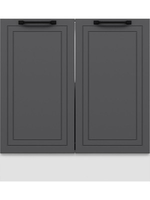 Alvinka Mutfak Modül Mbr_a Alt 2K1R 80CM Dolap Beyaz Antrasit Mdf