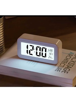 PremiumPort Dijital Masa Saati, Gece Görüş Sensörlü, Termometreli ve Takvimli Tasarım