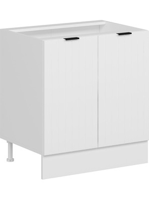 Alvinka Mutfak Modül Mbr_b Alt 2K1R 80CM Dolap Beyaz Beyaz Mdf