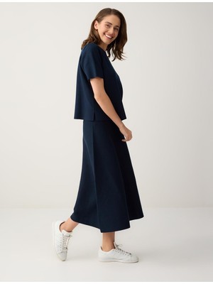 Jimmy Key Lacivert Rahat Kesim Normal Bel Triko Etek