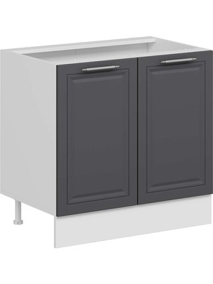 Alvinka Mutfak Modül Mbr_c Alt 2K1R 90CM Dolap Beyaz Antrasit Mdf