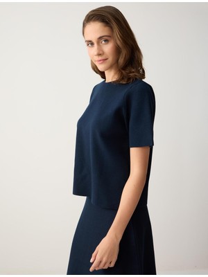 Jimmy Key Lacivert Kısa Kollu Bisiklet Yaka Triko Bluz