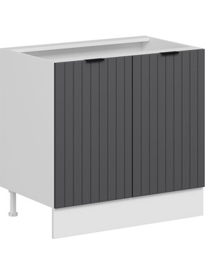 Alvinka Mutfak Modül Mbr_b Alt 2K1R 90CM Dolap Beyaz Antrasit Mdf