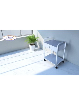 Başarı Medikal 2 Katlı Çekmeceli Etajer/etejer/cihaz Sehpası/servis Arabası/çok Amaçlı Dolap