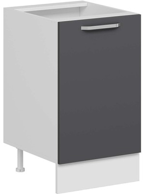 Alvinka Mutfak Modül Duz Alt 1K1R 50CM Dolap Beyaz Antrasit Mdf