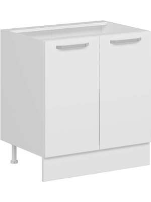 Alvinka Mutfak Modül Duz Alt 2K1R 80CM Dolap Beyaz Beyaz Mdf