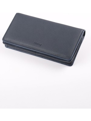 Ancora Leather Hakiki Deri Telefon Bölmeli Rfıd Korumalı El Portföyü Unisex 49800-Lacivert