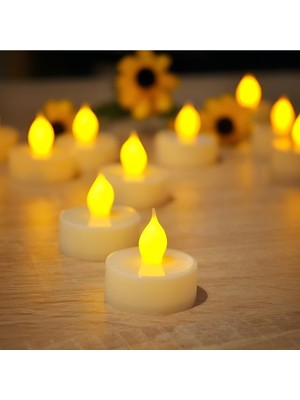 PremiumPort Ledli Tealight Mum Seti, Pilli, Dumanlı Olmayan, 4'lü Paket