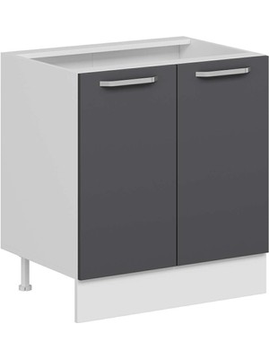 Alvinka Mutfak Modül Duz Alt 2K1R 80CM Dolap Beyaz Antrasit Mdf