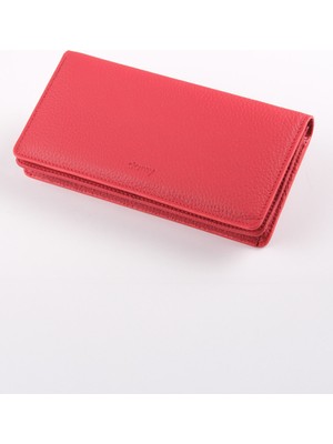 Ancora Leather Hakiki Deri Telefon Bölmeli Rfıd Korumalı El Portföyü Unisex 49800-KIRMIZI