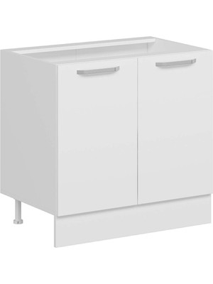 Alvinka Mutfak Modül Duz Alt 2K1R 90CM Dolap Beyaz Beyaz Mdf