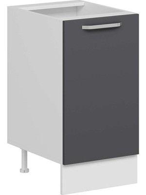 Alvinka Mutfak Modül Duz Alt 1K1R 45CM Dolap Beyaz Antrasit Suntalam