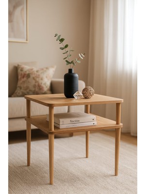 Hesa Pino Orta Sehpa Konik ve Bal Mumu Kaplı Ayaklı Çam Desenli.