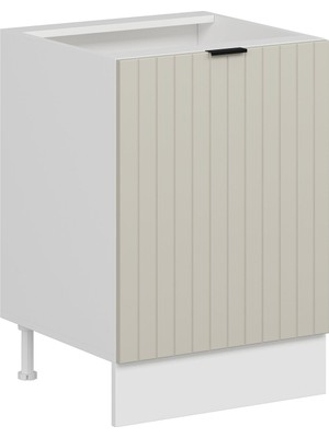 Alvinka Mutfak Modül Mbr_b Alt 1K1R 60CM Dolap Beyaz Kumtaşı Mdf