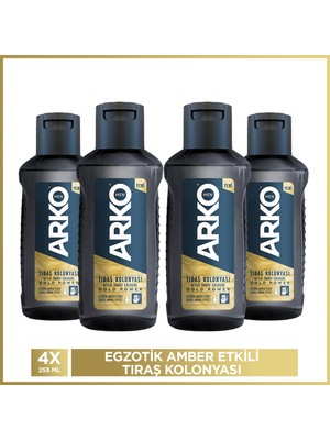 Arko Men Gold Power Egzotik Amber Etkili Tıraş Kolonyası 4 x 255 ml Özel Formül