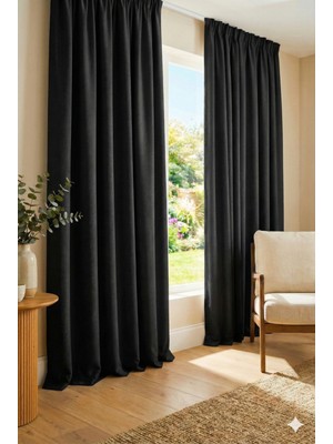 Miabella Home Blackout,karartma Fon Perde,ekstrafor Büzgülü,ışık Geçirmez,kornişli,tek Kanat Güneşlik Fon Perde