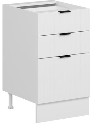 Alvinka Mutfak Modül Mbr_b Alt 3Ç1B2K Nray 50CM Dolap Beyaz Beyaz Mdf