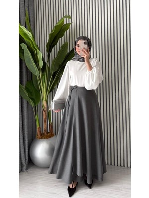 Molly Nelly Kadın Yandan Bağlamalı Dökümlü Mevsimlik Ince Yandan Bağlamalı Etek