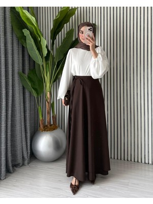 Molly Nelly Kadın Yandan Bağlamalı Dökümlü Mevsimlik Ince Yandan Bağlamalı Etek