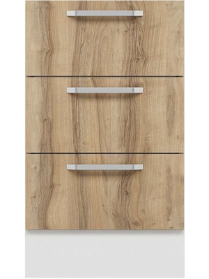 Alvinka Mutfak Modül Duz Alt 3ç Nray 50CM Dolap Beyaz Dore Suntalam