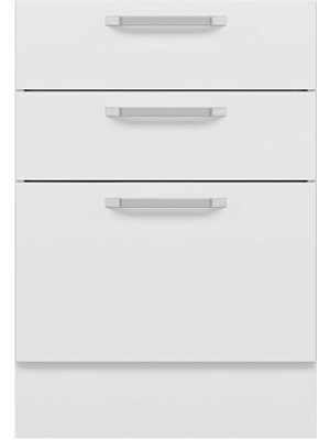 Alvinka Mutfak Modül Duz Alt 3Ç1B2K Nray 60CM Dolap Beyaz Beyaz Mdf