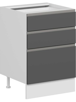 Alvinka Mutfak Modül Hg_j Alt 3Ç1B2K Nray 60CM Dolap Beyaz Antrasit Mdf