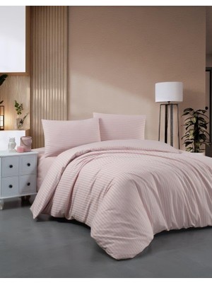 Miabella Home Çizgili Çift Kişilik Pamuk Saten Nevresim Takımı Otel Tipi Nevresim Seti (Pamuklu Saten)