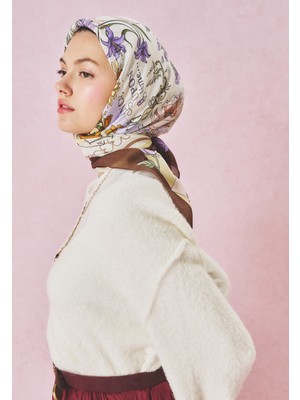 Fresh Once Upon A Love Desen Floş Viskon Eşarp Wood Brown