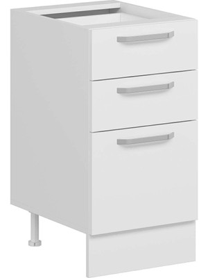 Alvinka Mutfak Modül Duz Alt 3Ç1B2K Nray 45CM Dolap Beyaz Beyaz Suntalam