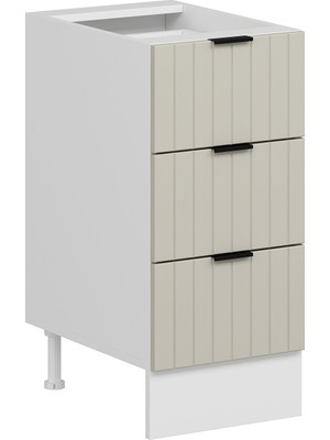 Alvinka Mutfak Modül Mbr_b Alt 3ç Nray 40CM Dolap Beyaz Kumtaşı Suntalam