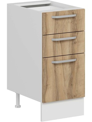 Alvinka Mutfak Modül Duz Alt 3Ç1B2K Nray 40CM Dolap Beyaz Dore Mdf