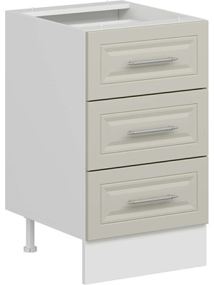 Alvinka Mutfak Modül Mbr_c Alt 3ç Nray 50CM Dolap Beyaz Kumtaşı Suntalam