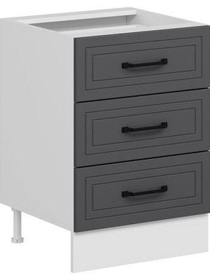 Alvinka Mutfak Modül Mbr_a Alt 3ç Nray 60CM Dolap Beyaz Antrasit Mdf