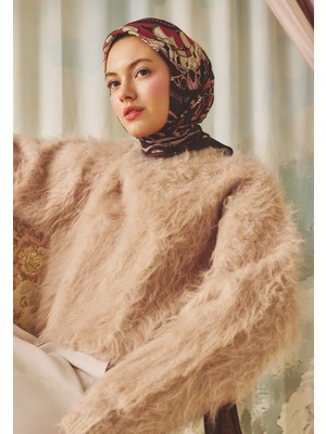 Fresh Dreamy Skıes Desen Floş Viskon Eşarp Burgundy